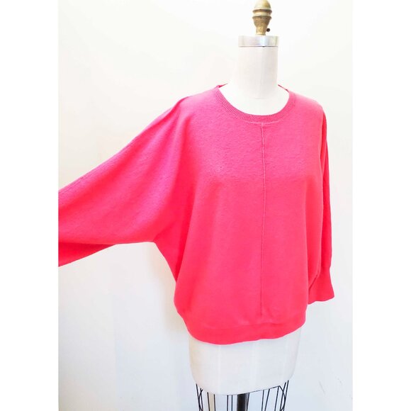 J. Crew Womens 100% Italian Cashmere Crew Neck Batwing Sweater Vivid Pink XL - Picture 9 of 10